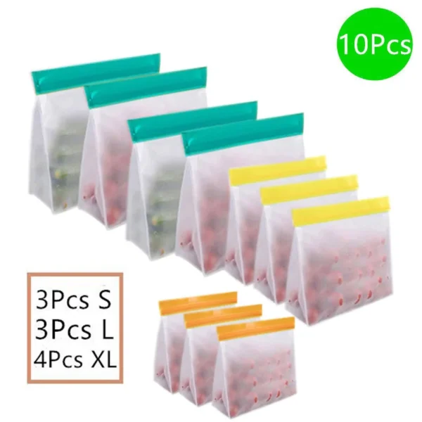 Reusable Silicone Food Bag Freezer Stand Up Food Storage Bag PEVA Bag zip lock bag - Image 9