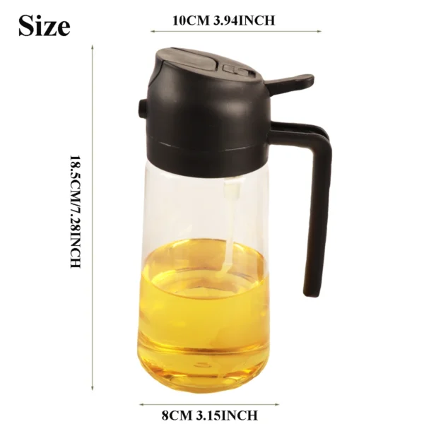 Glass Oil Dispenser Bottle for Kitchen, 2 in 1 Olive Oil Dispenser and Oil Sprayer, 470ml Olive Oil Spray Bottle for Cooking - Image 2