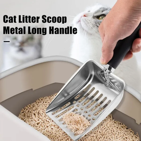 Cat Sand Cleaning For Dog Cat Clean Feces Supplies Cat Litter Shovel Pet Cleanning Tool Pet Products Metal Long Handle Scoop - Image 3