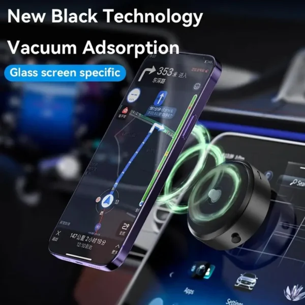 Intelligent Car Mount Mobile Phone Holder Magnetic Black Technology Universal Adsorption Bracket Vacuum Adsorption Stable - Image 2