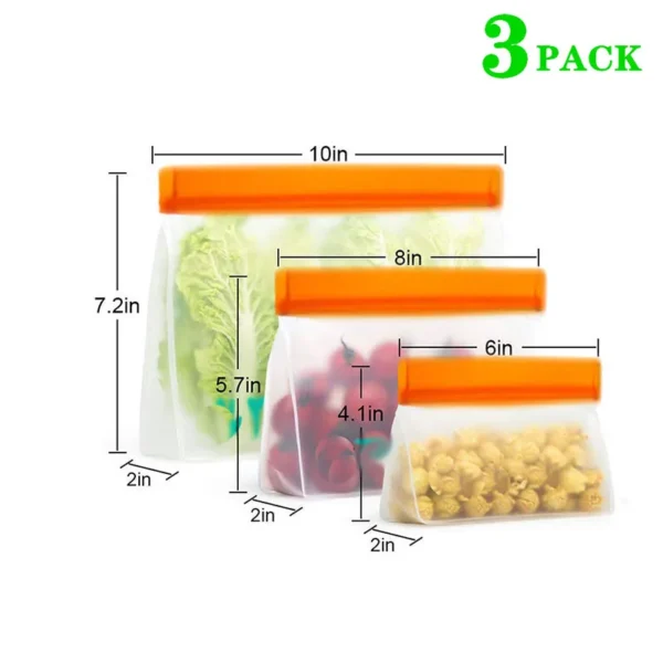 Reusable Silicone Food Bag Freezer Stand Up Food Storage Bag PEVA Bag zip lock bag - Image 17