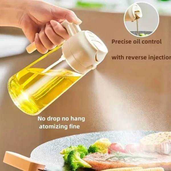 Glass Oil Dispenser Bottle for Kitchen, 2 in 1 Olive Oil Dispenser and Oil Sprayer, 470ml Olive Oil Spray Bottle for Cooking - Image 4