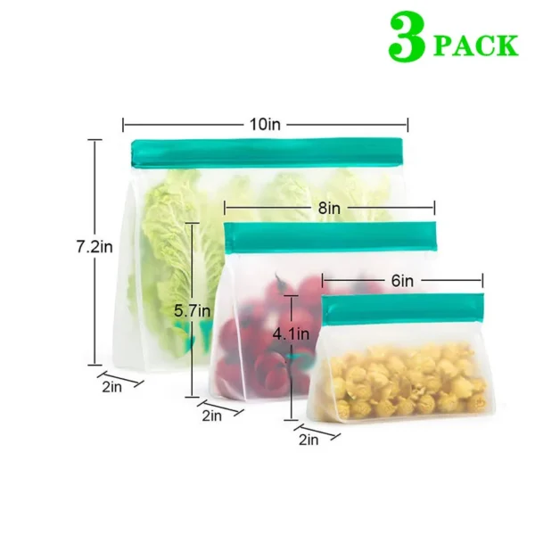 Reusable Silicone Food Bag Freezer Stand Up Food Storage Bag PEVA Bag zip lock bag - Image 7