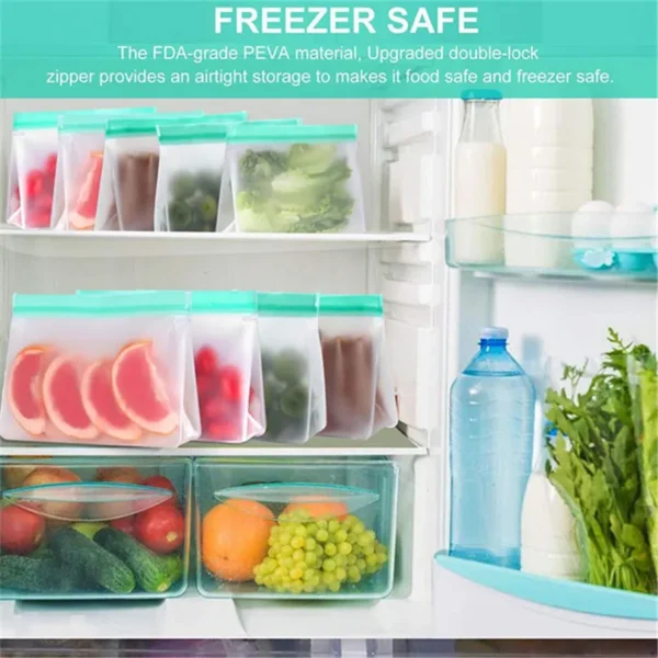 Reusable Silicone Food Bag Freezer Stand Up Food Storage Bag PEVA Bag zip lock bag - Image 21